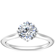 Knife Edge Solitaire Engagement Ring in 14k White Gold